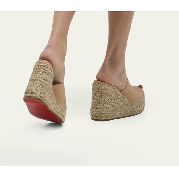 Christian Louboutin Ariella Zeppa 130 Leather Espadrille Wedge Sandal 8 - - Picture 8 of 8